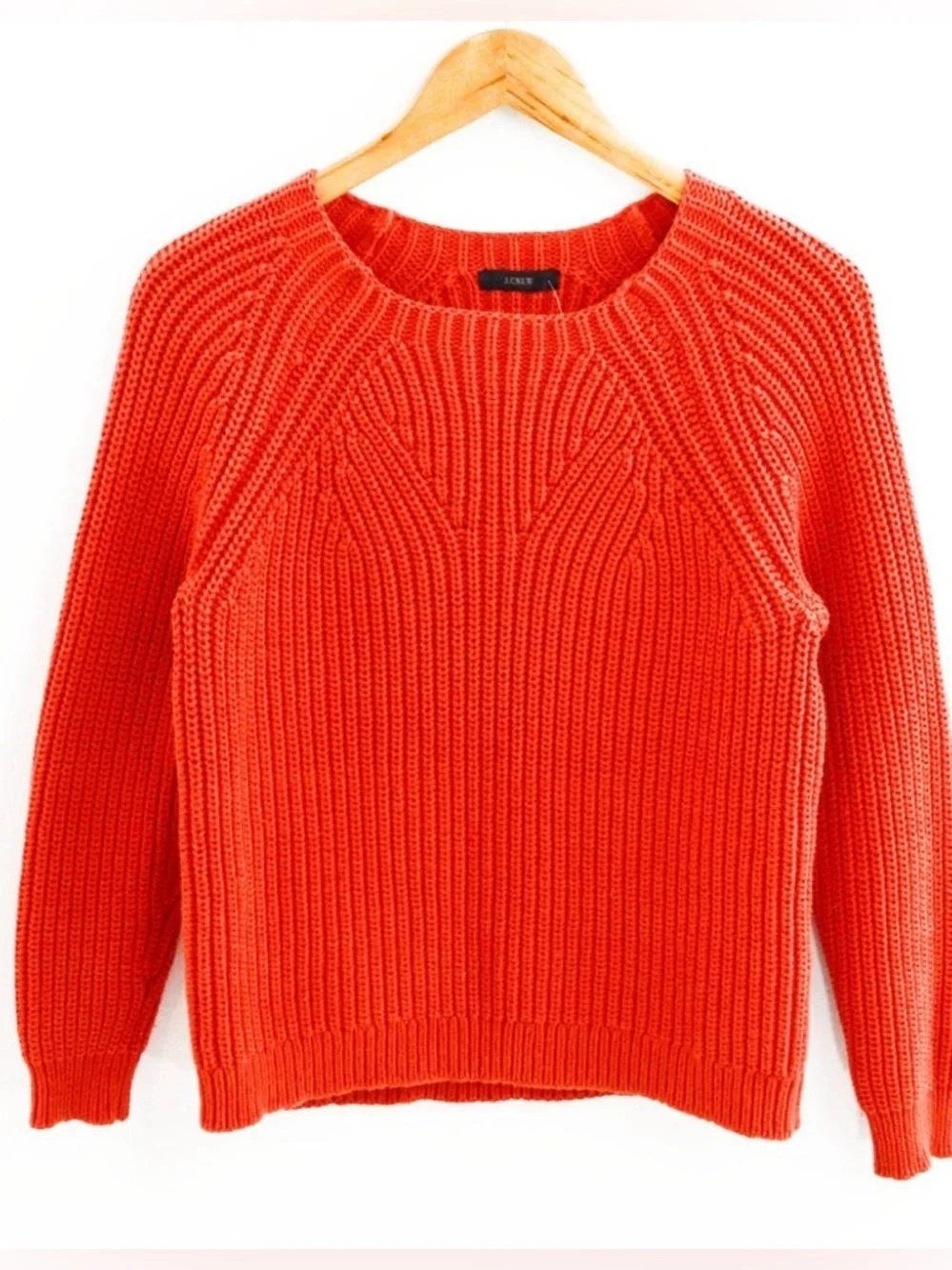 J. Crew Bright Orange Chunky Crewneck Sweater XXS